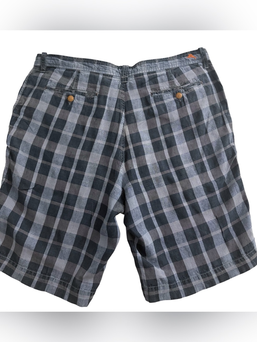 Tommy Bahama Men’s Paradise Nation Linen Silk Blend Blue Plaid Shorts Sz 35